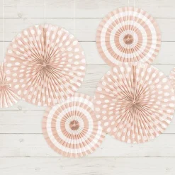 Light Pink Patterned Paper Fans 23Cm-40Cm (3Pk)<Party Delights Discount