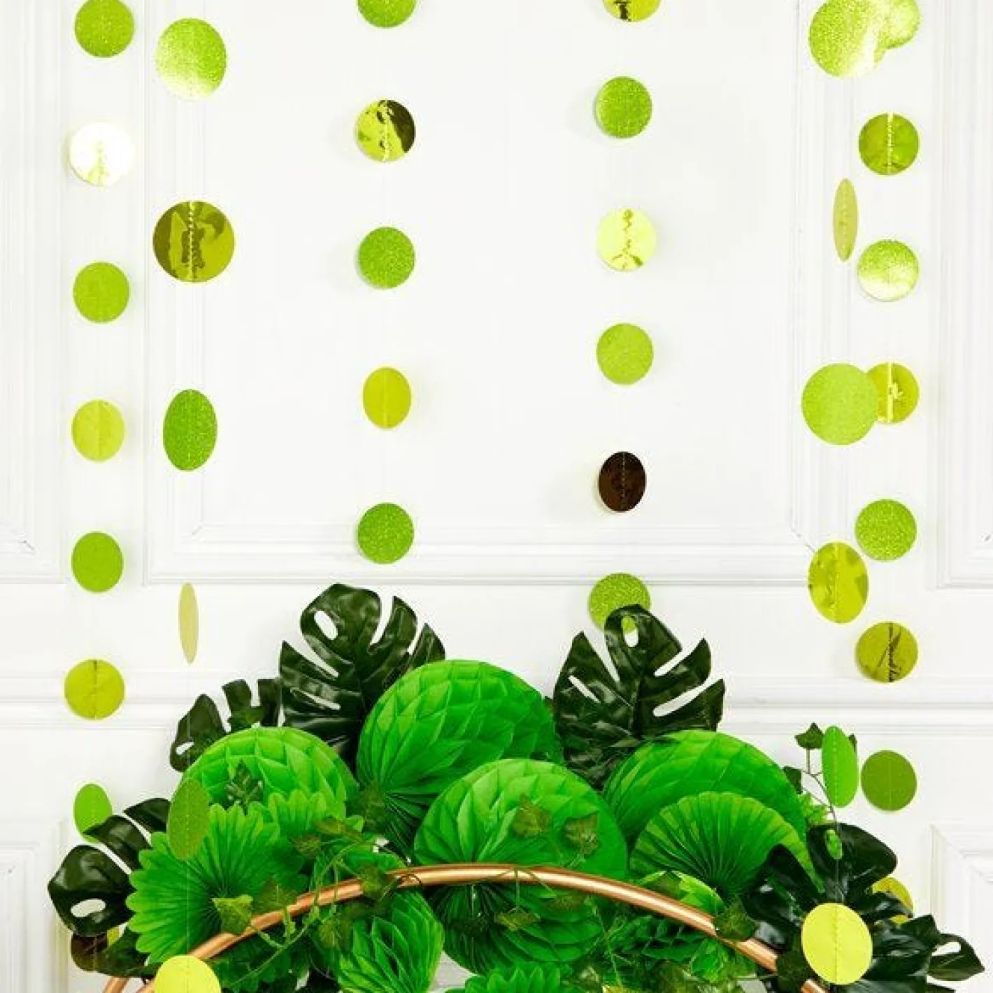 Lime Green Glitter Hanging String Decorations - 2.1M (6Pk)<Party Delights