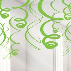 Lime Green Hanging Swirls Decoration - 55Cm (12Pk)<Party Delights Hot