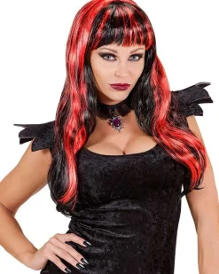 Women's Party Delights Women's<Long Black & Red Wig