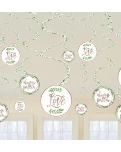 Love & Leaves Hanging Swirl Decorations (12Pk)<Party Delights Hot