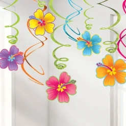 Luau Hanging Swirls - 60Cm Hawaiian Decoration (12Pk)<Party Delights New