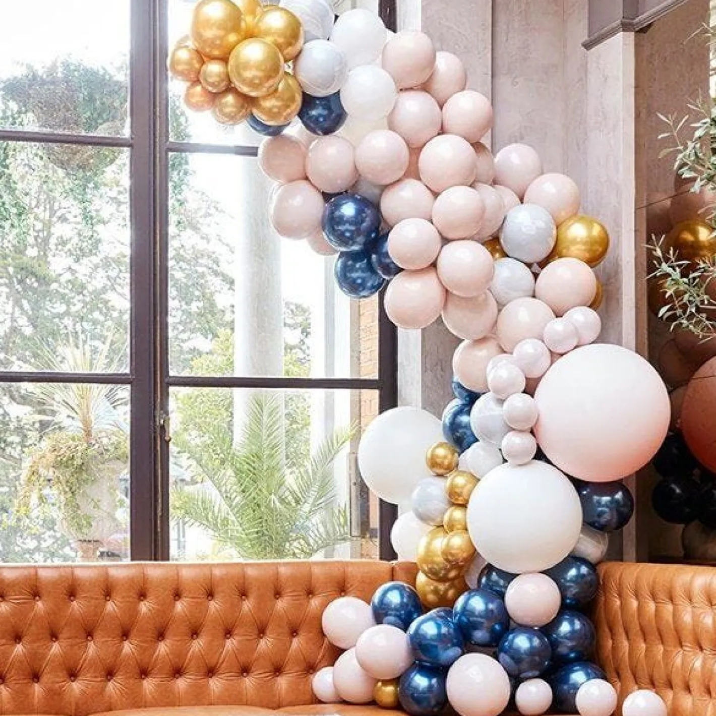 Marble, Navy & Gold Chrome Large Balloon Arch Diy Kit - 200 Balloons<Party Delights