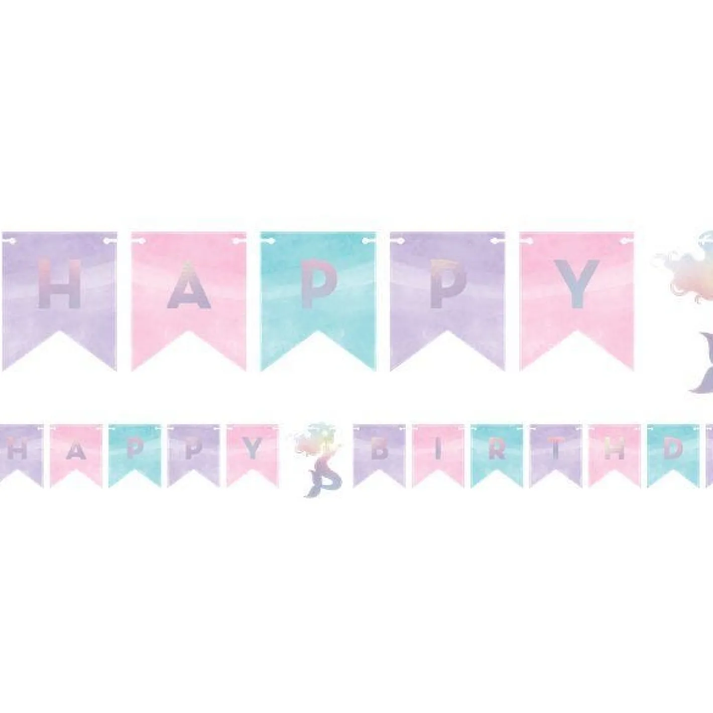 Mermaid Shine Iridescent Happy Birthday Bunting - 1.6M<Party Delights Clearance