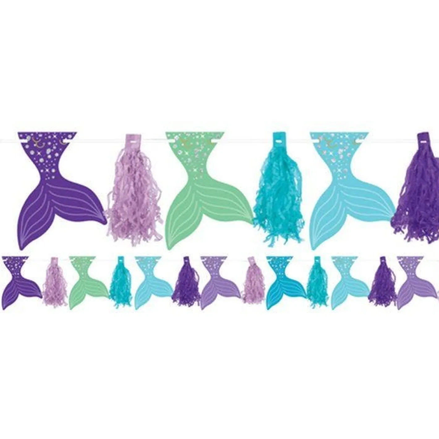 Mermaid Wishes Glitter Tassel Garland - 3M<Party Delights Clearance