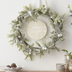 Merry Christmas Mistletoe Wreath Hanging Decoration - 30Cm<Party Delights Discount