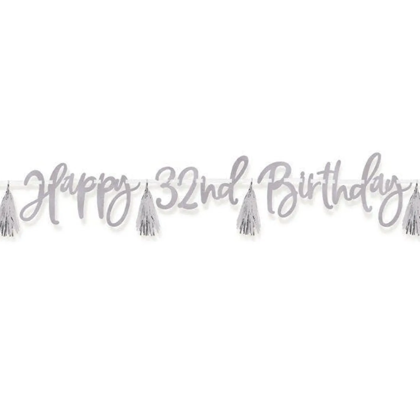 Metallic Silver Add-An-Age Happy Birthday Letter Banner - 2.74M<Party Delights Clearance
