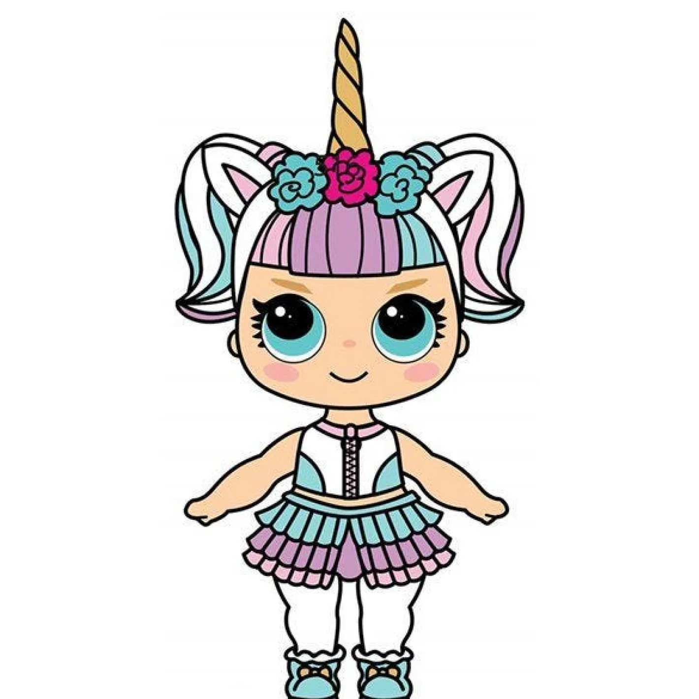 Mini Cute Doll With Large Eyes & Unicorn Horn - 91Cm X 47Cm<Party Delights Outlet