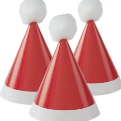 Party Delights Christmas Party Accessories<Mini Pom Pom Santa Party Hats (8Pk)