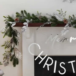 Party Delights Hanging Decorations<Mistletoe, Pine Cones & Silver Foliage Garland - 1.8M