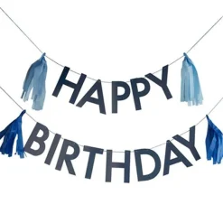 Mix It Up Blue Happy Birthday Tassel Bunting<Party Delights