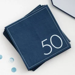 Mix It Up Blue 50Th Paper Napkins - 33Cm (16Pk)<Party Delights Hot