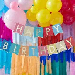 Mix It Up Rainbow Happy Birthday Paper Bunting - 1.7M<Party Delights Discount