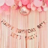 Mix It Up Rose Gold Personalised 'Happy Birthday' Paper Banner - 4M<Party Delights Sale