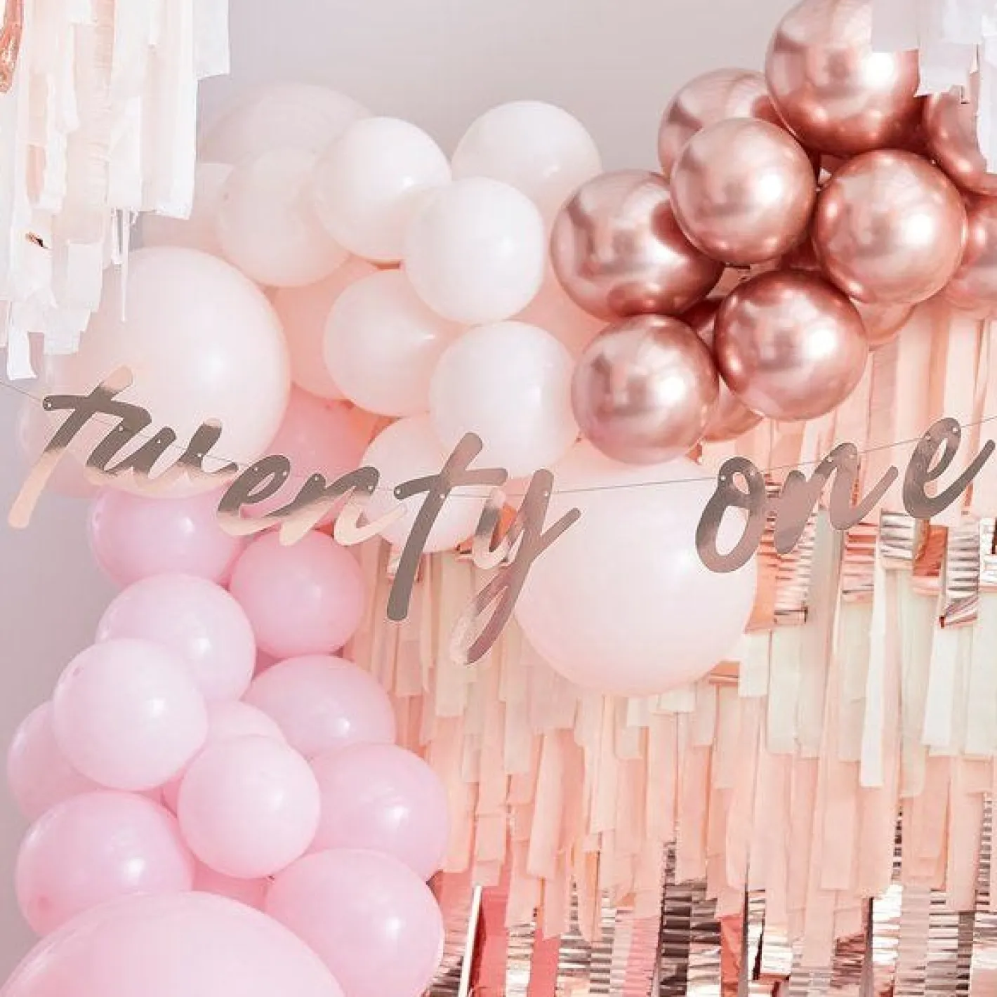 Mix It Up 'Twenty One' Rose Gold Paper Banner - 1.7M<Party Delights