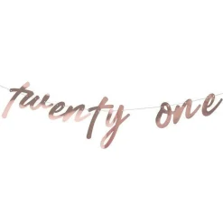 Mix It Up 'Twenty One' Rose Gold Paper Banner - 1.7M<Party Delights