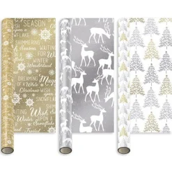 Party Delights Gift Wrapping<Mixed Metallic Christmas Gift Wrap - 4M