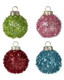 Party Delights Tableware<Multicoloured Tinsel Bauble Place Card Holders (4Pk)