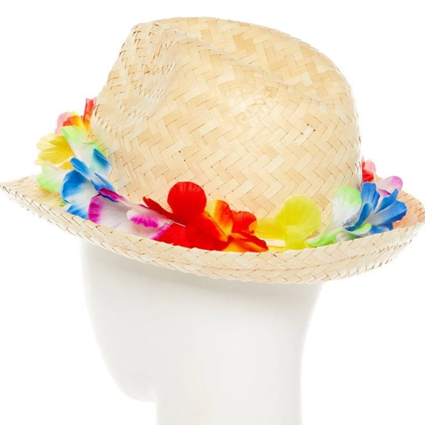 Natural Straw Hat With Flower Band<Party Delights New
