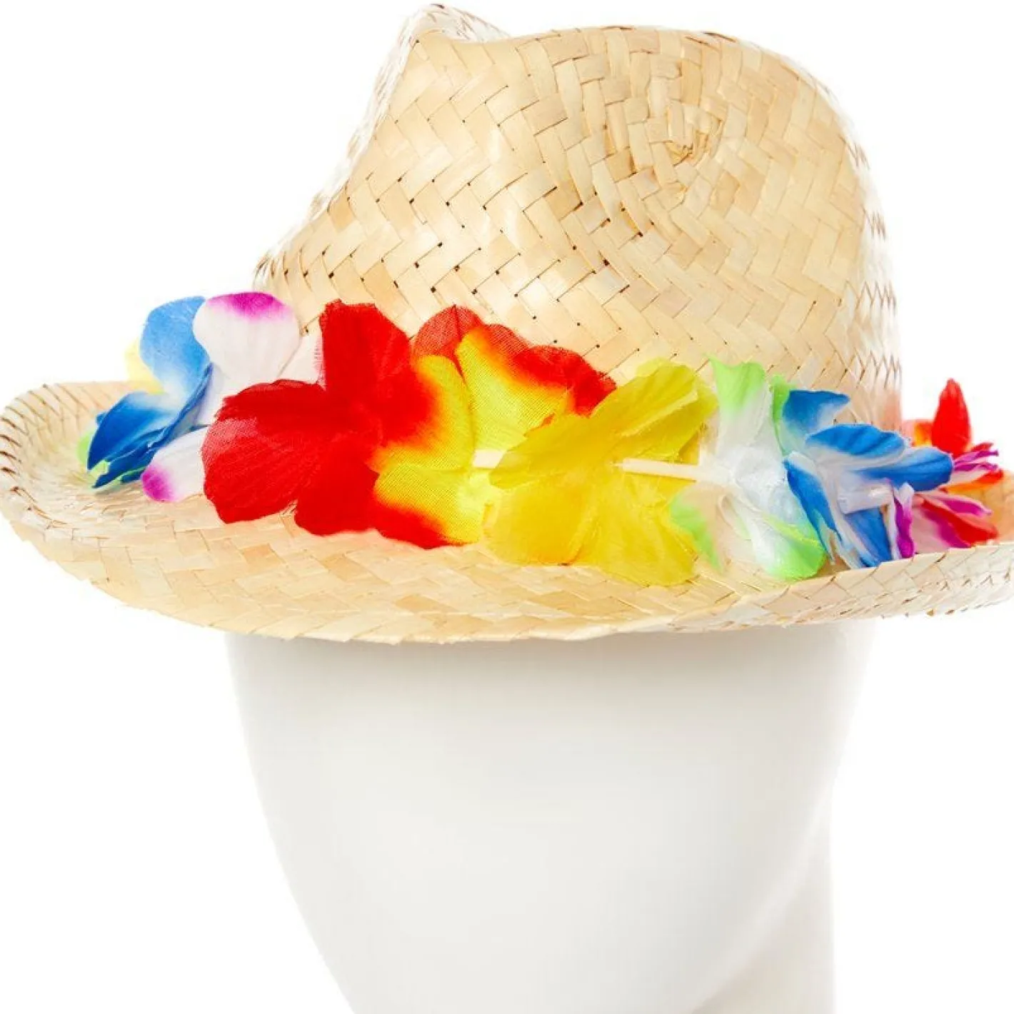 Natural Straw Hat With Flower Band<Party Delights New