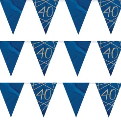 Navy & Gold Geode 40Th Birthday Paper Bunting - 3.7M<Party Delights Discount