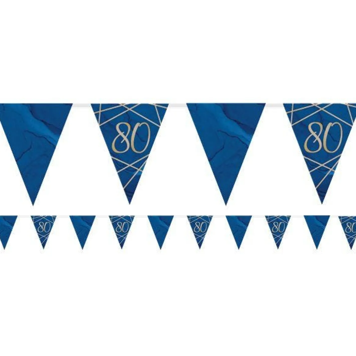 Navy & Gold Geode 80Th Birthday Paper Bunting - 3.7M<Party Delights Sale