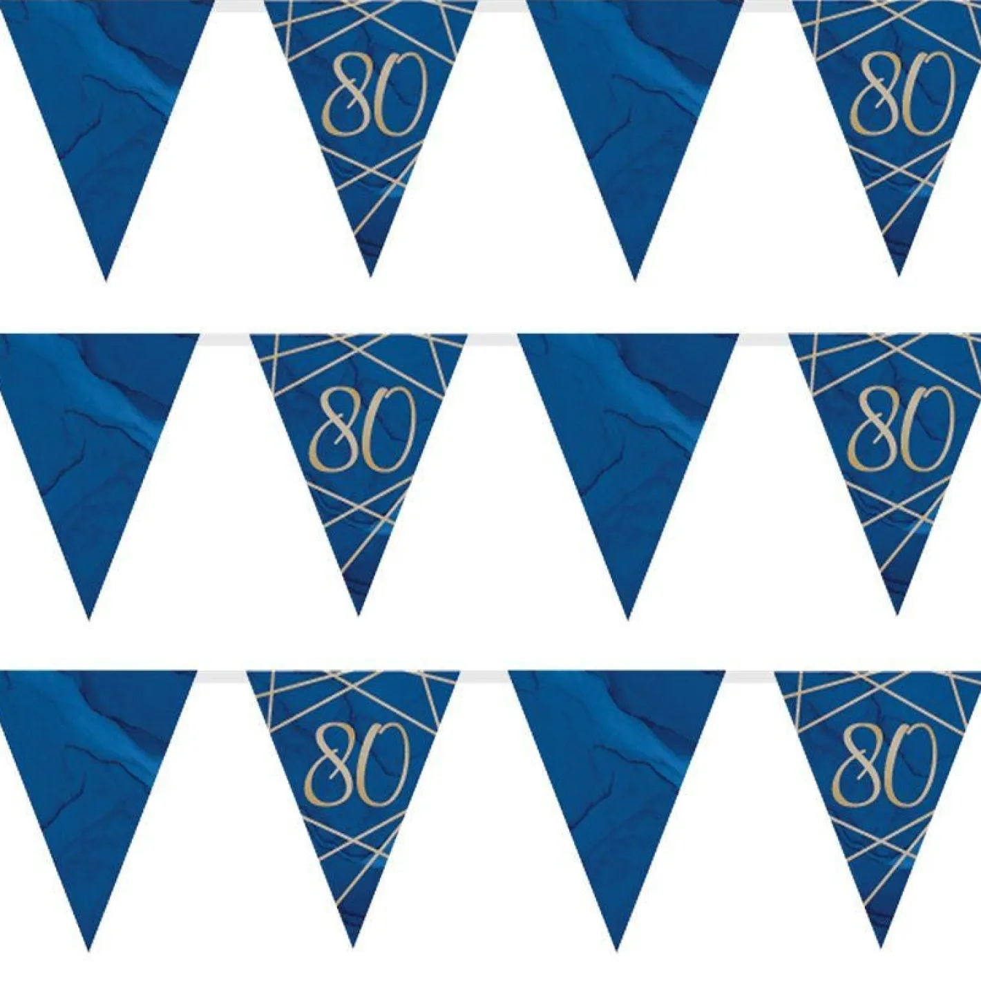 Navy & Gold Geode 80Th Birthday Paper Bunting - 3.7M<Party Delights Sale