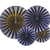Navy Blue & Gold Mix Fan Decorations (4Pk)<Party Delights