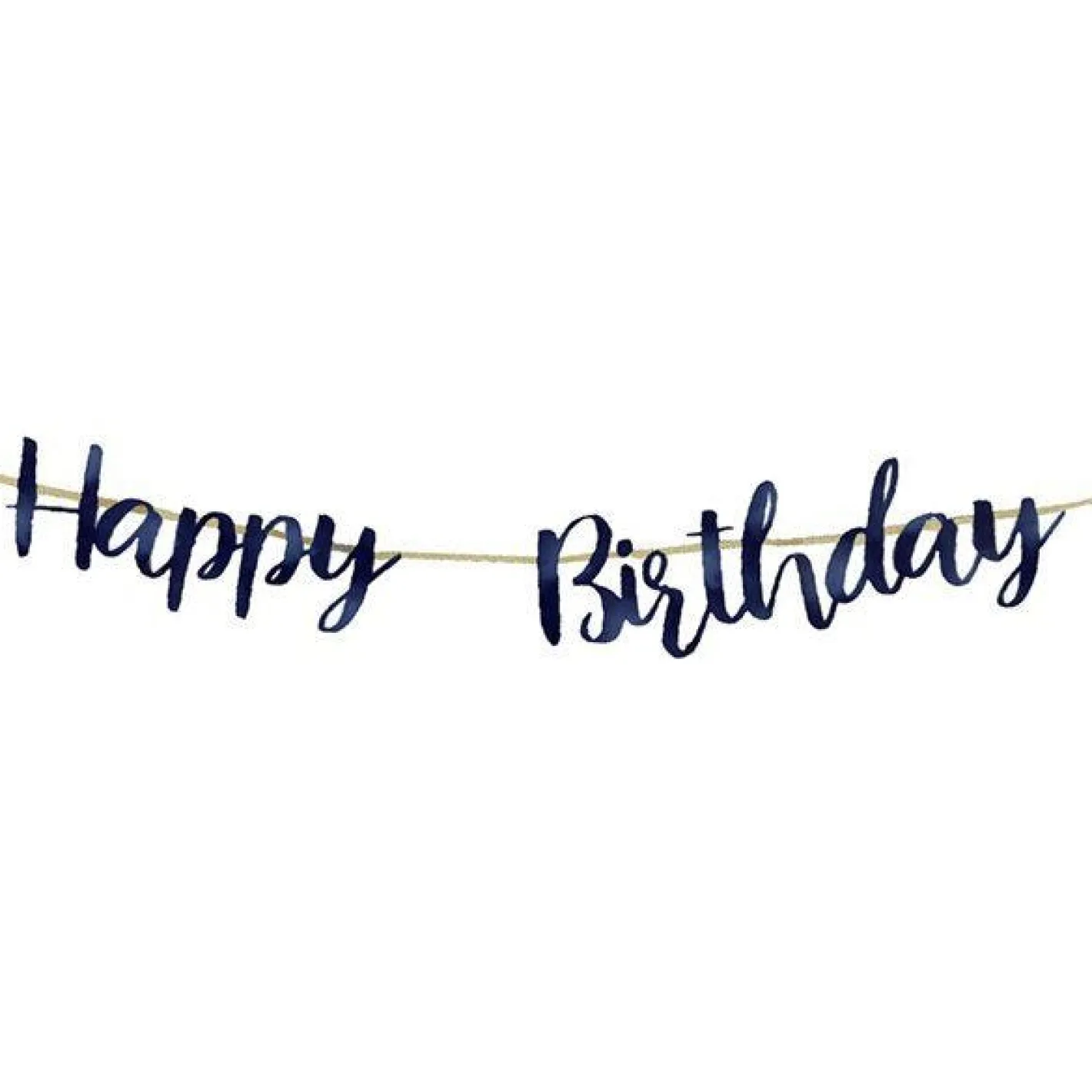 Navy Happy Birthday Paper Bunting - 1.8M<Party Delights Clearance