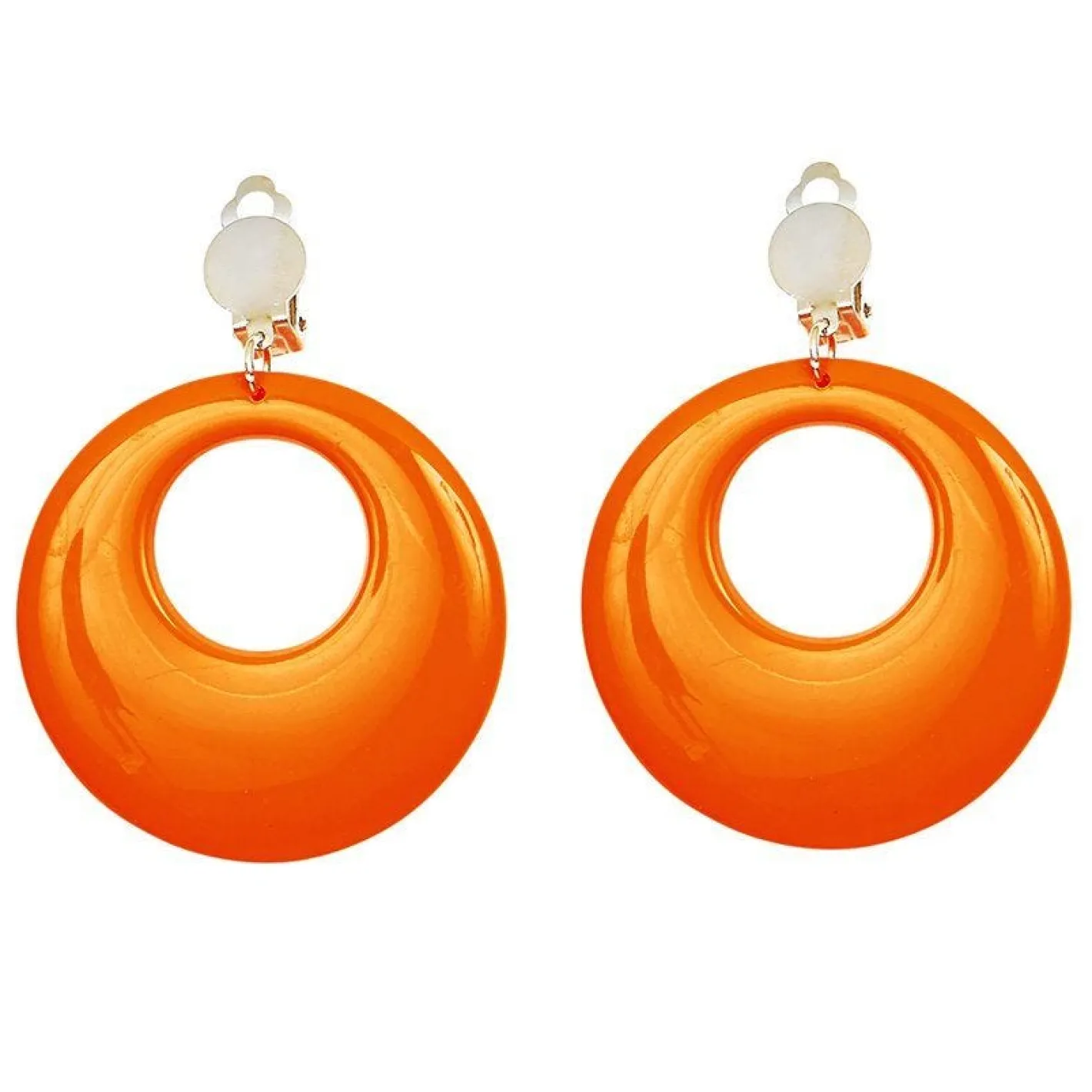 Neon Orange 80's Earrings<Party Delights Clearance