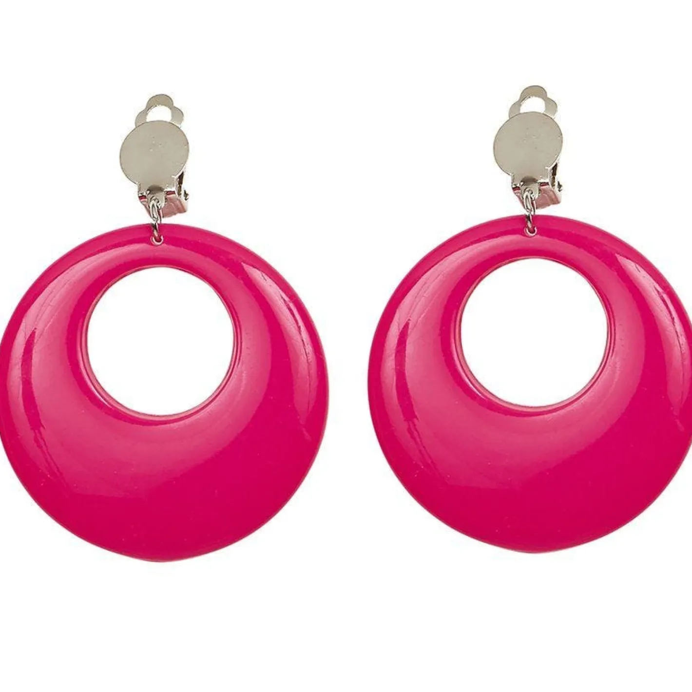 Neon Pink 80's Earrings<Party Delights Clearance