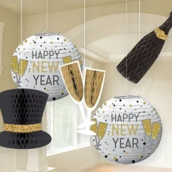 New Year's Eve Lanterns & Honeycomb Decorations (5Pk)<Party Delights Discount