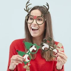 Party Delights Christmas Party Accessories<Novelty Fun Paper Glasses (8Pk)