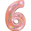Number 6 Glitter Rose Gold Foil Balloon - 40"<Party Delights Clearance
