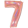 Number 7 Glitter Rose Gold Foil Balloon - 40"<Party Delights Online