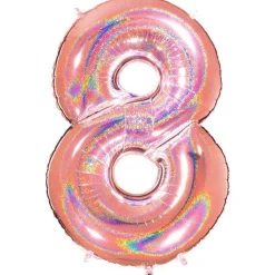 Number 8 Glitter Rose Gold Foil Balloon - 40"<Party Delights Outlet