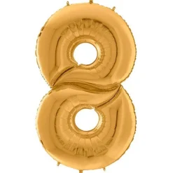 Number 8 Gold Foil Balloon - 64"<Party Delights New