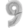 Number 9 Silver Foil Balloon - 64"<Party Delights Outlet