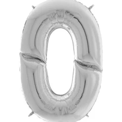Number 0 Silver Foil Balloon - 64"<Party Delights Sale