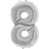 Number 8 Silver Foil Balloon - 64"<Party Delights Online