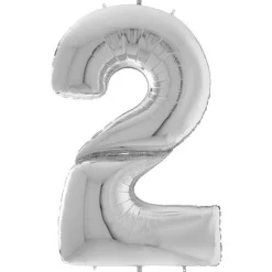 Number 2 Silver Foil Balloon - 64"<Party Delights New