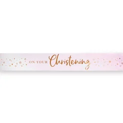 On Your Christening Pink Foil Banner - 2.74M<Party Delights Clearance