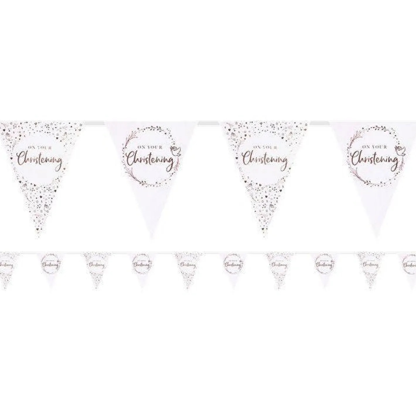 On Your Christening Pink Paper Bunting - 3.7M<Party Delights Best