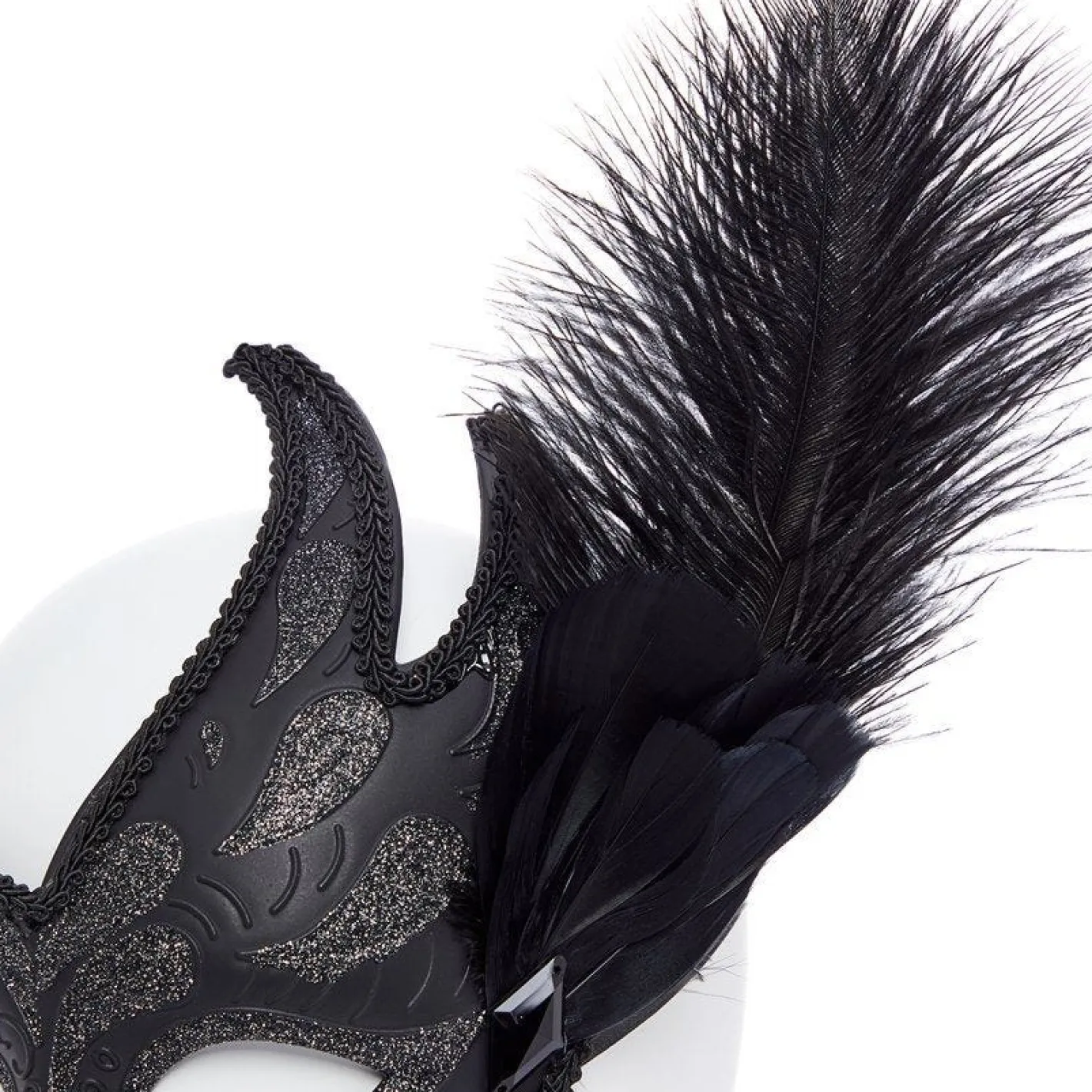 Ornate Black Masquerade Mask With Feathers<Party Delights Outlet