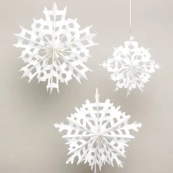 Paper Snowflake Hanging Fans - 30-40Cm (3Pk)<Party Delights Discount
