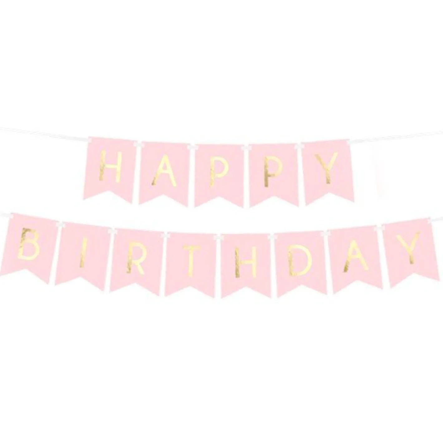 Pastel Pink & Gold Happy Birthday Banner - 1.7M<Party Delights Sale