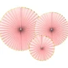 Pastel Pink & Gold Paper Fans (3Pk)<Party Delights