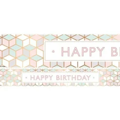 Pastel Pink Happy Birthday Paper Banners - 1M (3Pk)<Party Delights Best