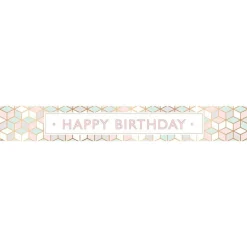 Pastel Pink Happy Birthday Paper Banners - 1M (3Pk)<Party Delights Best