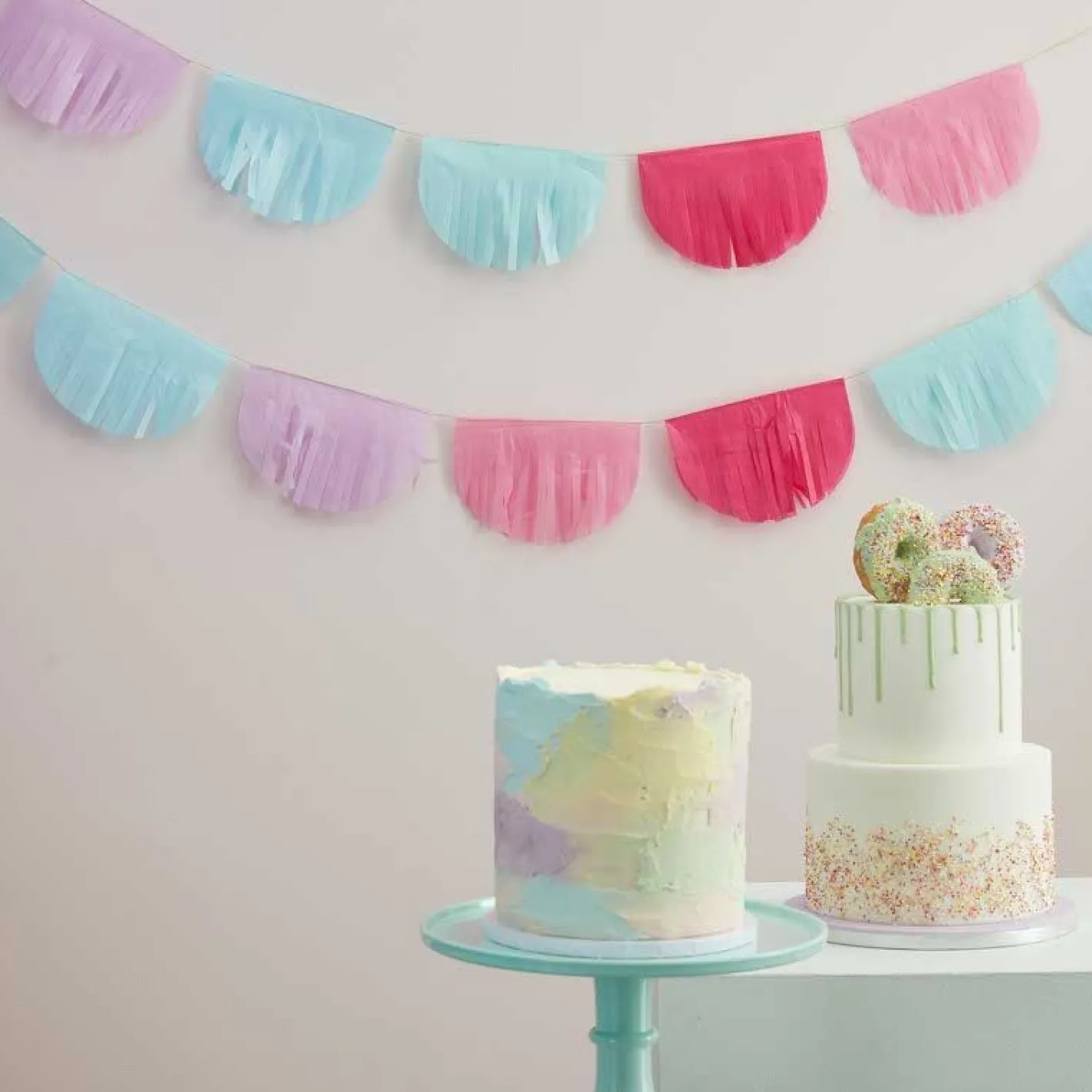 Pastel Tissue Paper Fringe Bunting - 3M<Party Delights Clearance